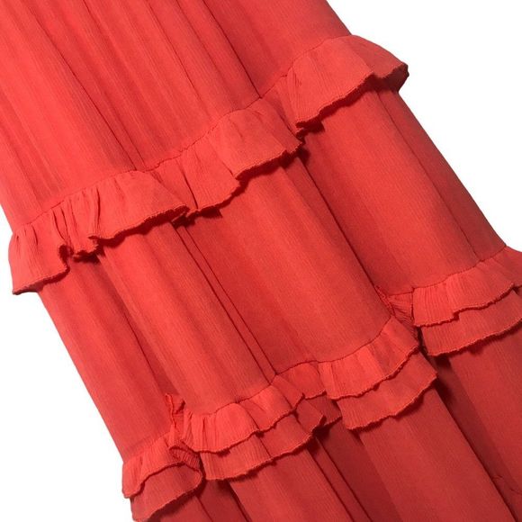 TULAROSA Tinsley Tiered Crepe Maxi Dress In Coral Size XXS - Picture 5 of 13
